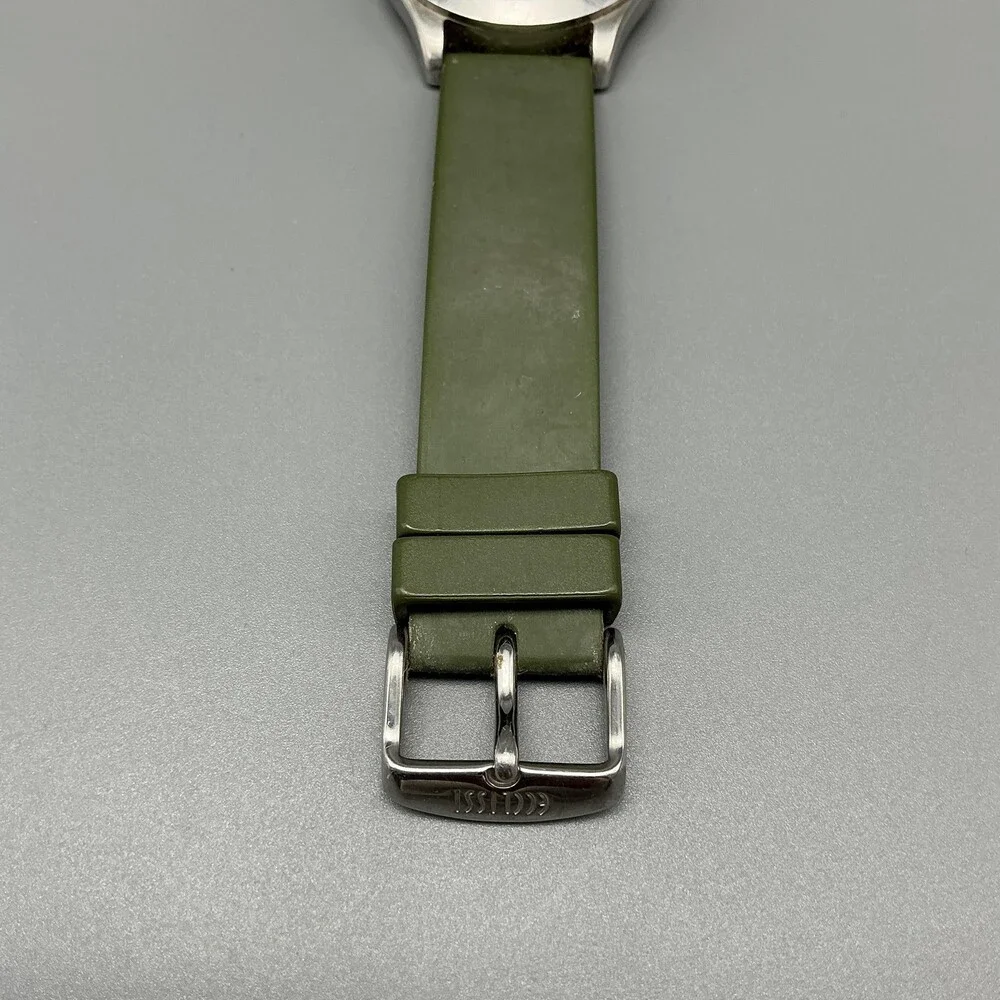 Ecclissi Women Watch 35mm Green Dial Silicone Day Date Stainless New Battery